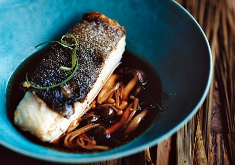 Black cod with mushrooms and sansho pepper