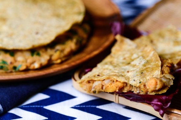 Black-eyed pea and sweet potato quesadillas