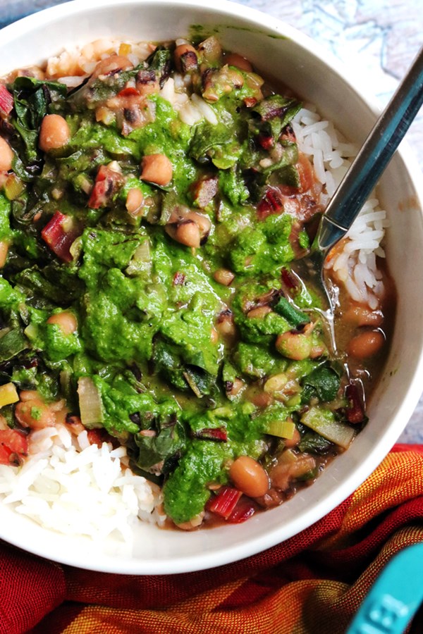 Black-eyed pea stew with green herb smash
