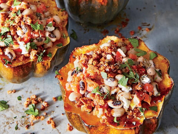 Black-eyed pea-stuffed acorn squash