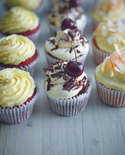 Black Forest gateau cupcakes with Morello jam filling