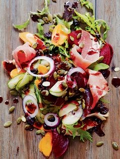 Black Forest ham with sour cherries and blackberry vinaigrette
