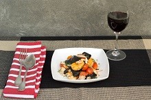 Black handkerchief pasta with seafood & tomato sauce