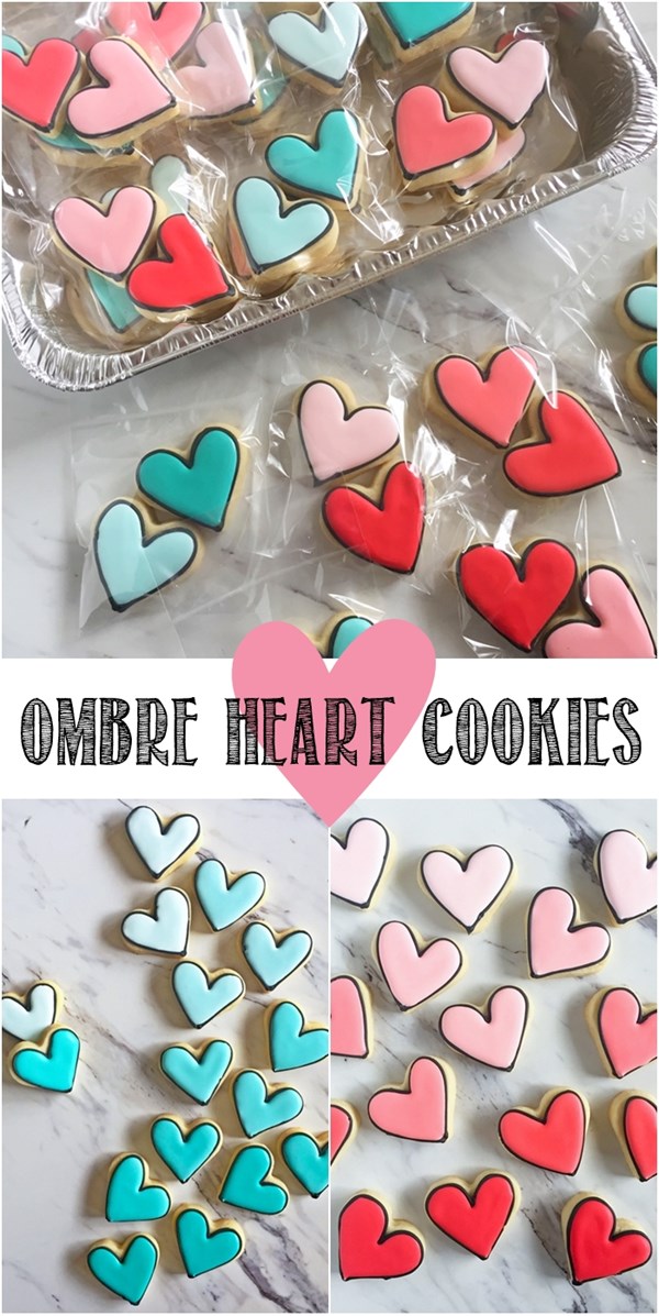 Black-outlined ombre hearts