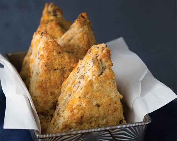 Black pepper, cheddar, and pecan scones