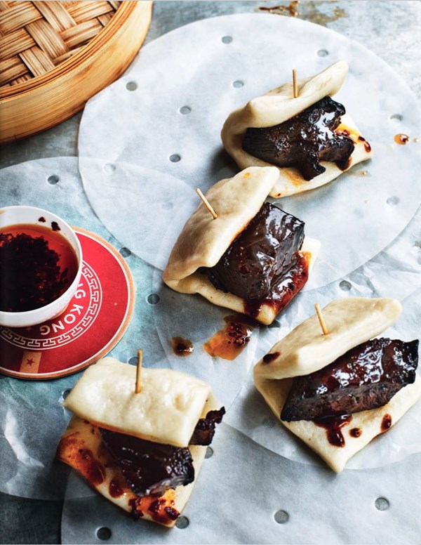 Black pepper glazed short rib bao