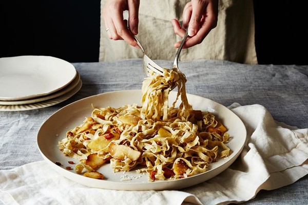 Black pepper tagliatelle with parsnips and pancetta