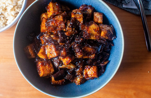 Black pepper tofu and eggplant