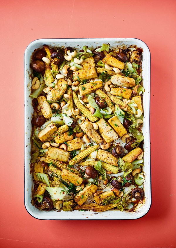 Black pepper tofu, choi sum & cashews