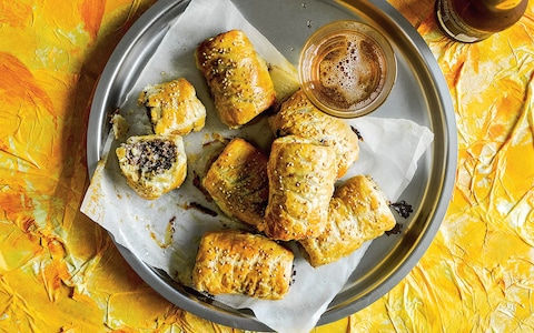 Black pudding and apple sausage rolls