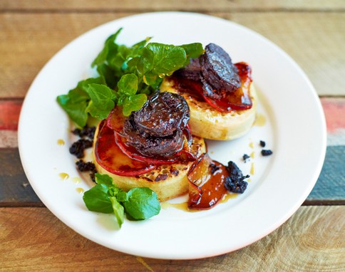 Black pudding crumpets