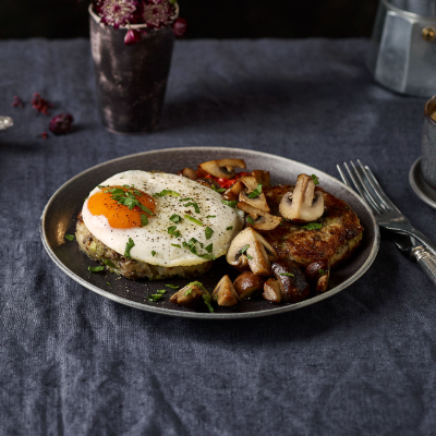 Black pudding potato cakes