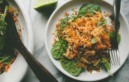 Black radish slaw with toasted quinoa