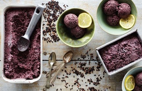 Black rice & coconut sorbet