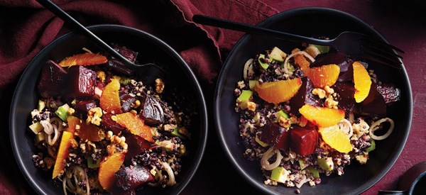 Black rice, roasted beet, and orange salad