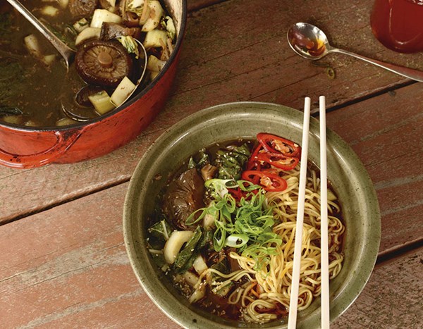 Black sesame & shiitake ramen with charred chilli oil