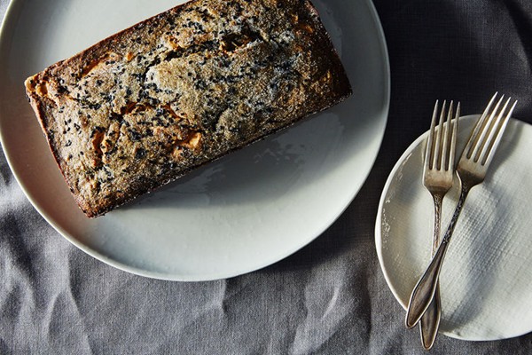 Black sesame banana cake with peanut butter
