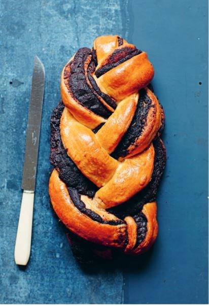 Black sesame seed and dark chocolate brioche loaf