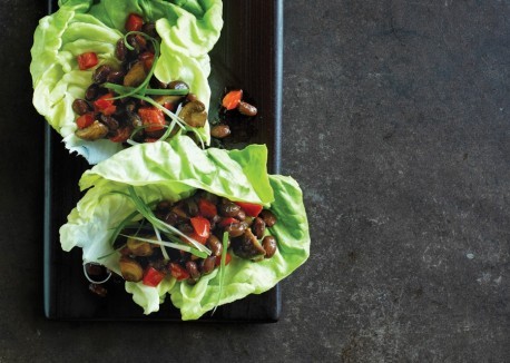Black soybean and hoisin lettuce wraps