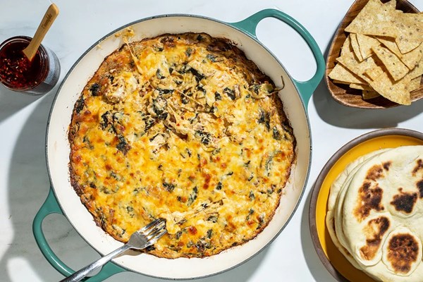 Black truffle chili crunch spinach & artichoke dip                
