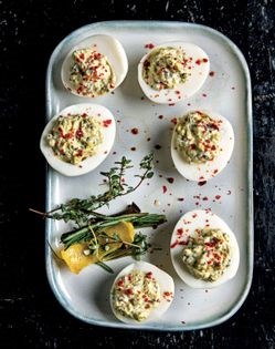 Black trumpet deviled eggs [Jill Weiss]