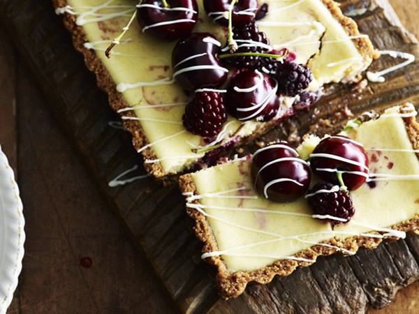 Blackberry & cherry white chocolate cheesecake