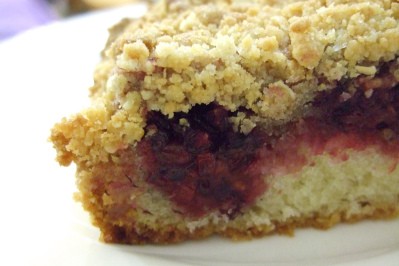 Blackberry & coconut cake slice