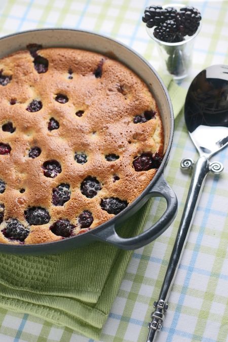 Blackberry & pistachio clafoutis