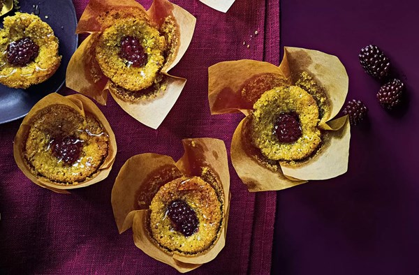 Blackberry & pistachio friands 