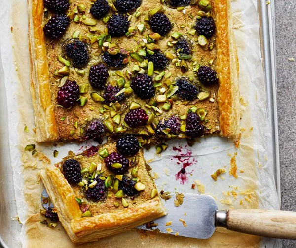 Blackberry & pistachio tart