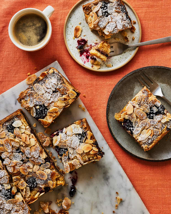 Blackberry and almond slice