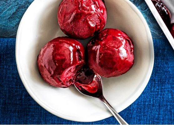Blackberry and mint sorbet