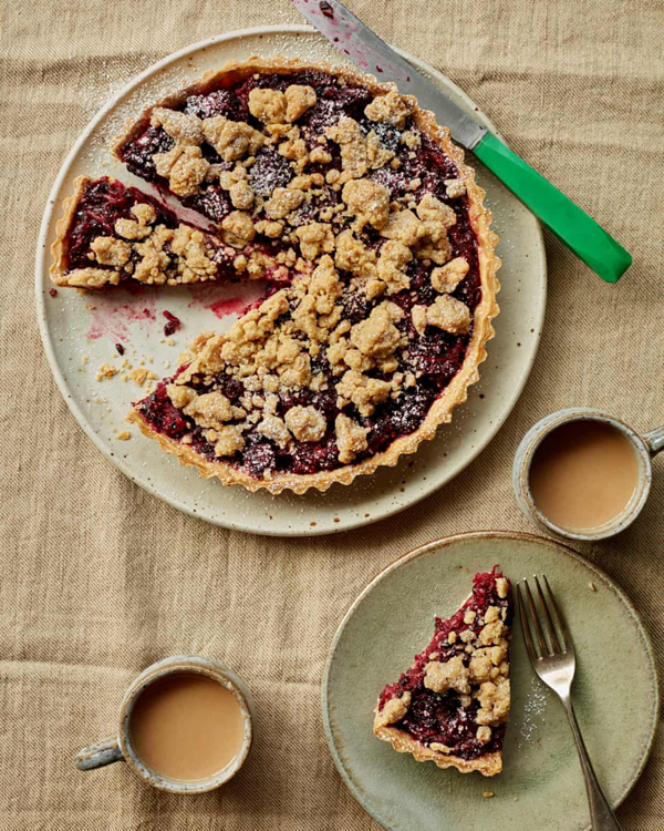 Blackberry and peanut butter tart
