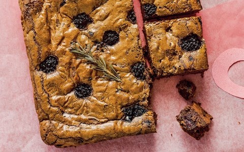 Blackberry  and rosemary chocolate brownies