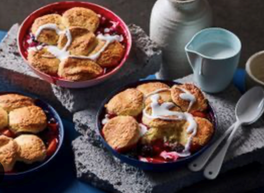Blackberry and stone fruit coconut cobbler