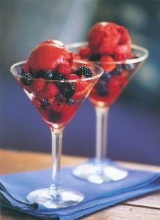 Blackberry and vodka sorbet with mixed berries