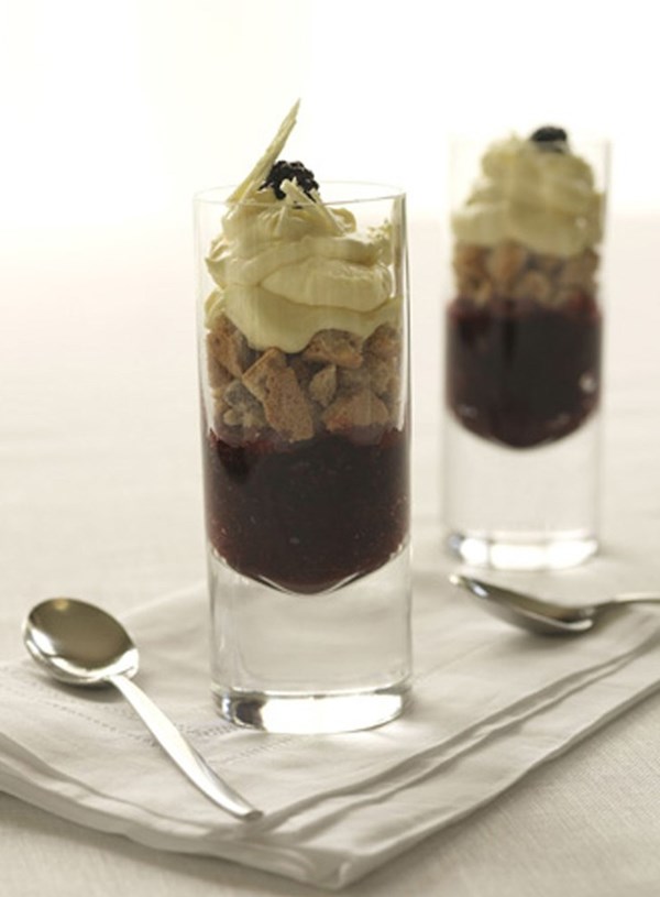 Blackberry and white chocolate parfaits