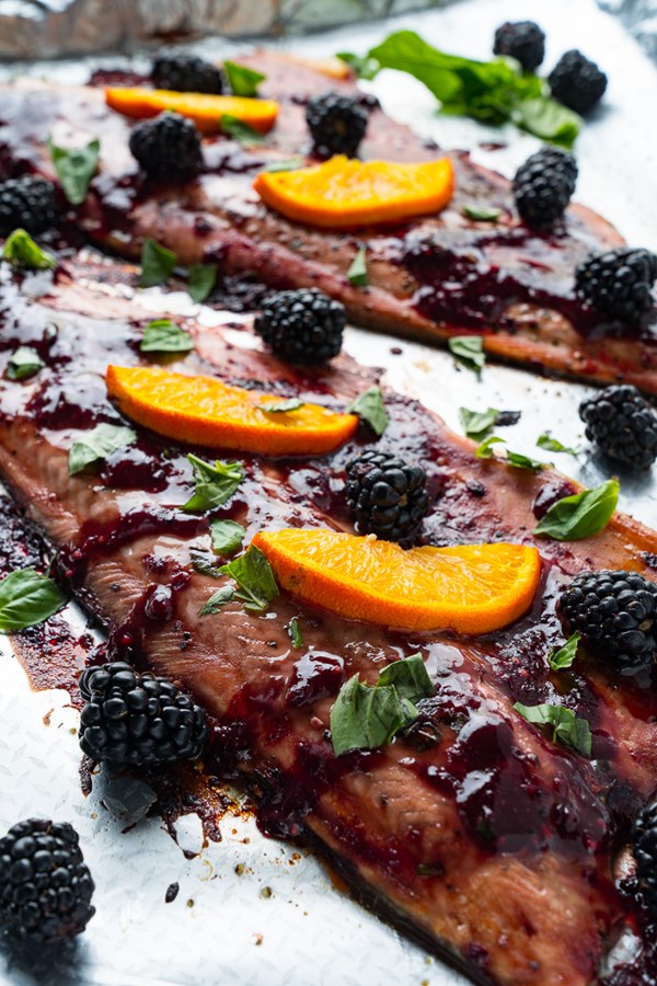 Blackberry balsamic trout
