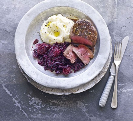 Blackberry-braised red cabbage with venison