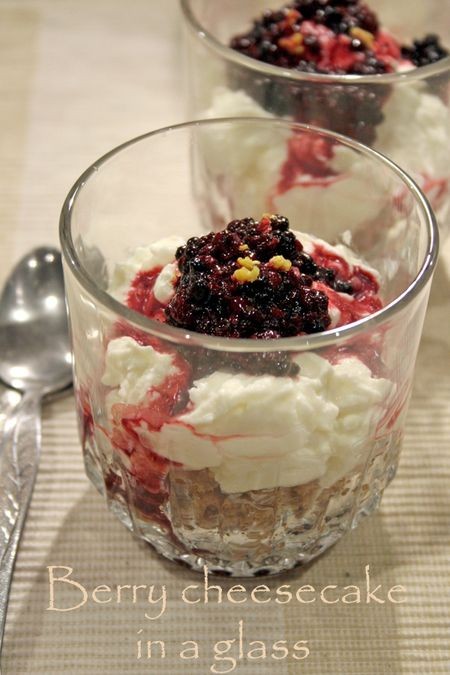 Blackberry cheesecake in a glass