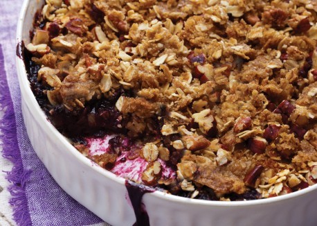 Blackberry crisp with maple-pecan topping