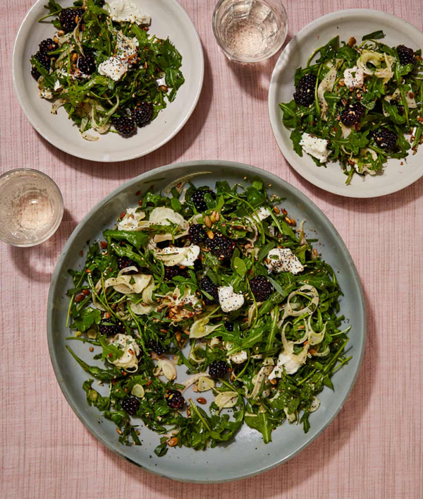 Blackberry, feta and seed salad