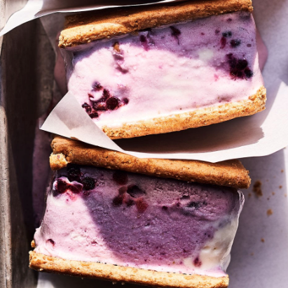 Blackberry-ginger ice cream sandwiches