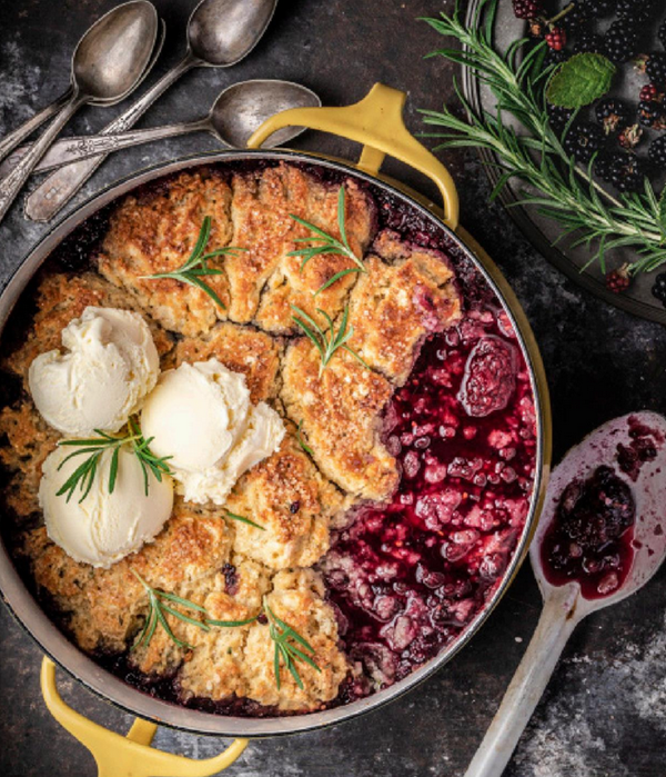 Blackberry-ginger slump with rosemary dumplings