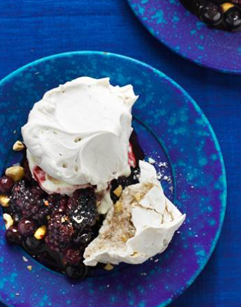 Blackberry hazelnut meringues