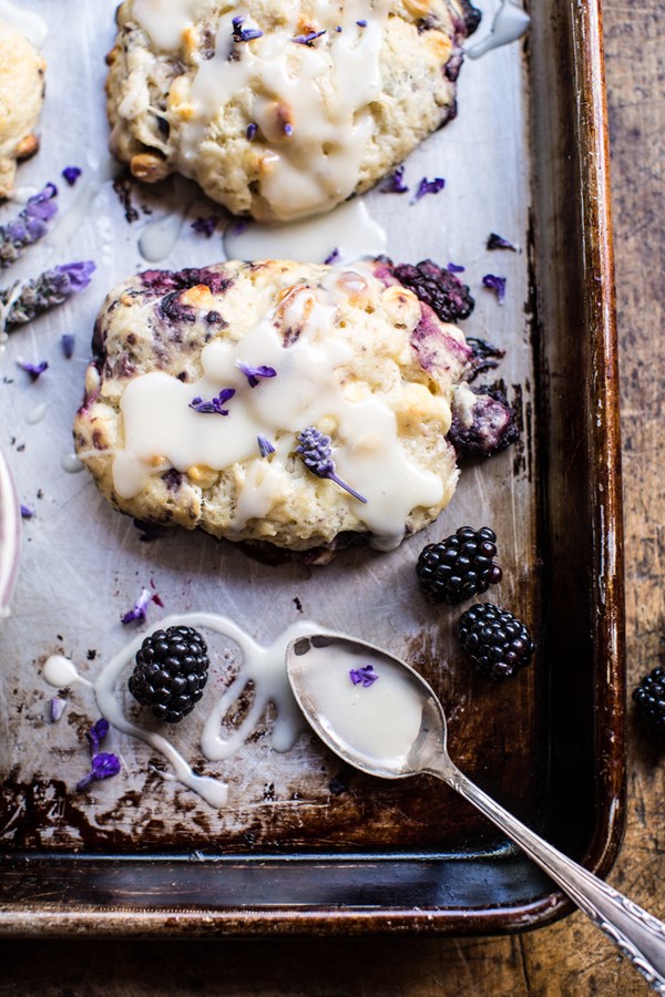 Blackberry lavender white chocolate scones