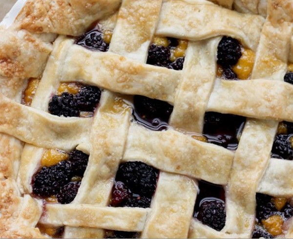 Blackberry mango curd pie