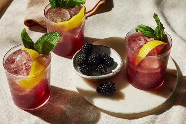 Blackberry, mint & basil sparkler
