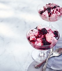 Blackberry, mint and elderflower fool