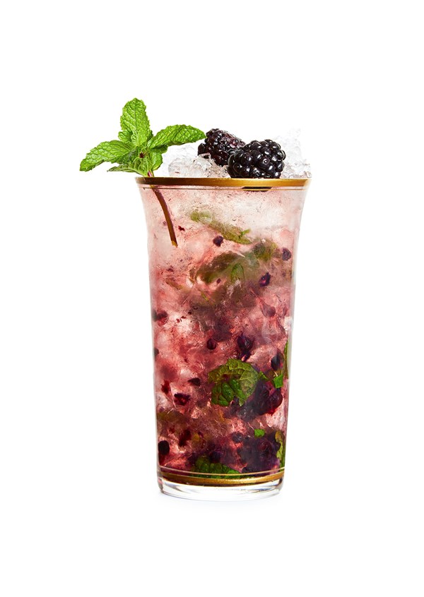 Blackberry-mint julep sparkler
